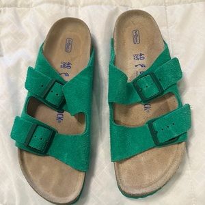 Green Suede Arizonan Birkenstock Sandals